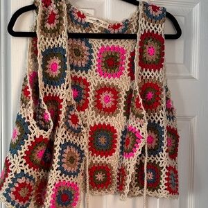 NATURAL LIFE Multicolor Crochet Vest
